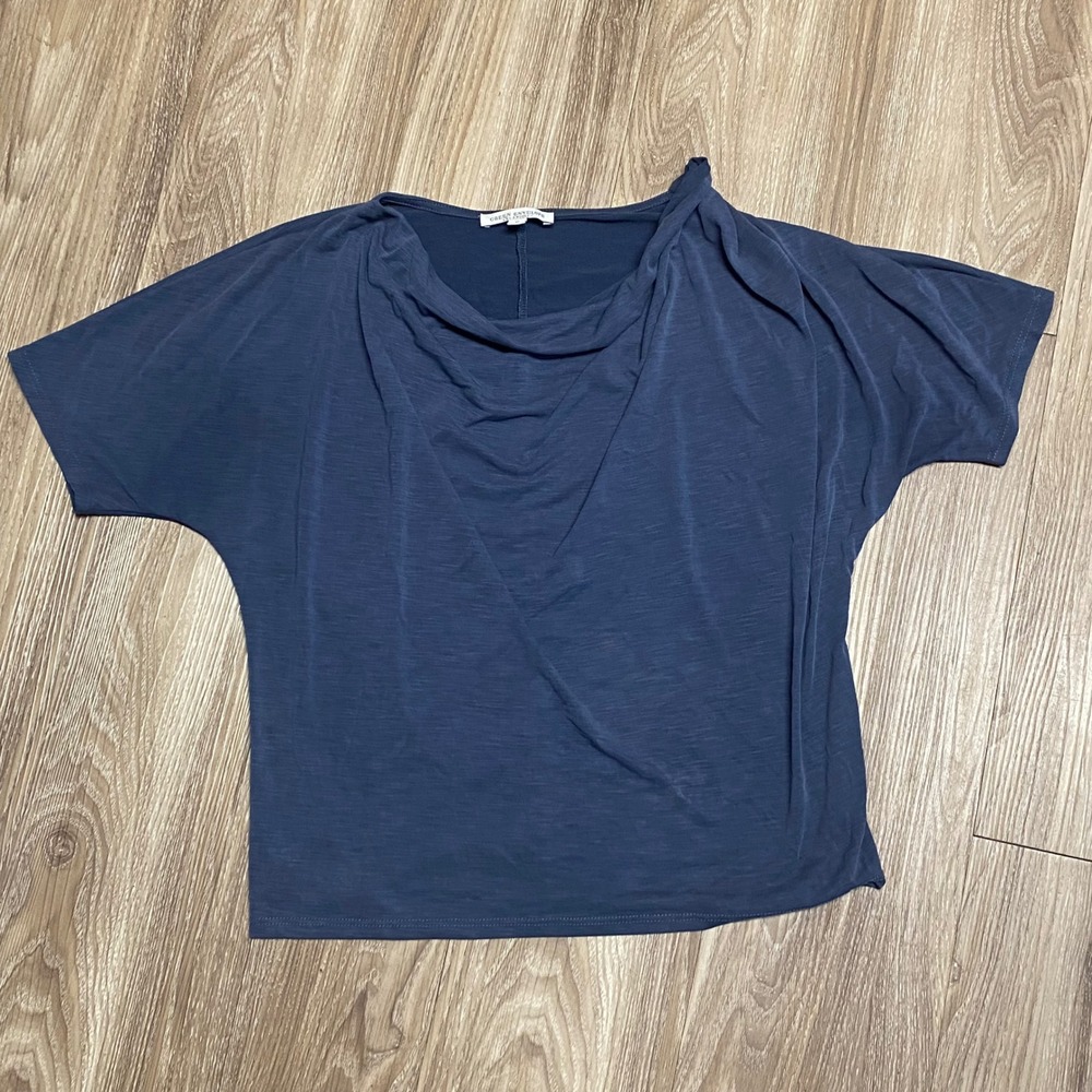 Green Envelope LA Medium Cowl Neck Dolman Sleeve Top Navy Blue